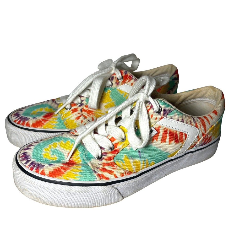 Airwalk Womens Tie Dye Canvas Low Top Sneakers Multicolor Lace Up Size 7.5